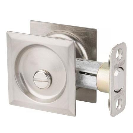 Kwikset Kwikset: Square Pocket Door Lock / Privacy  / Satin Nickel KWS-93350-15-SQT